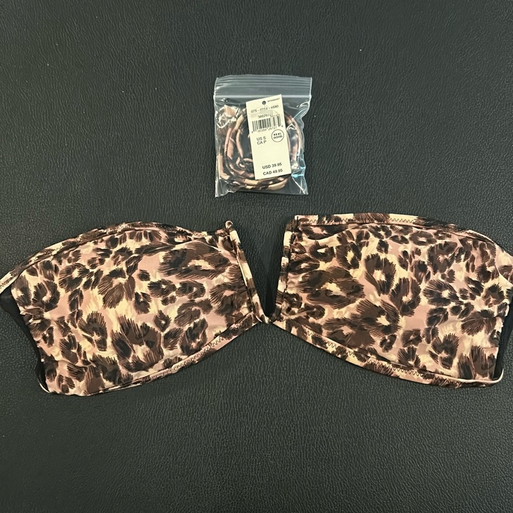 Aerie leopard with mesh bandeau top. Small.